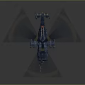 Futuristic Dark Blue Military Helicopter With Rotating Propellers And Weapon Systems