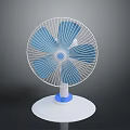 Modern Desktop Electric Fan With White Base And Blue Blades Design