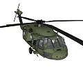 Olive Green Military Helicopter with Rotor Blades Fuselage and Cockpit Windows