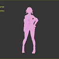 3D Female Character Model With Silver Hair Gray Vest Leather Jacket Shorts And Blue Boots