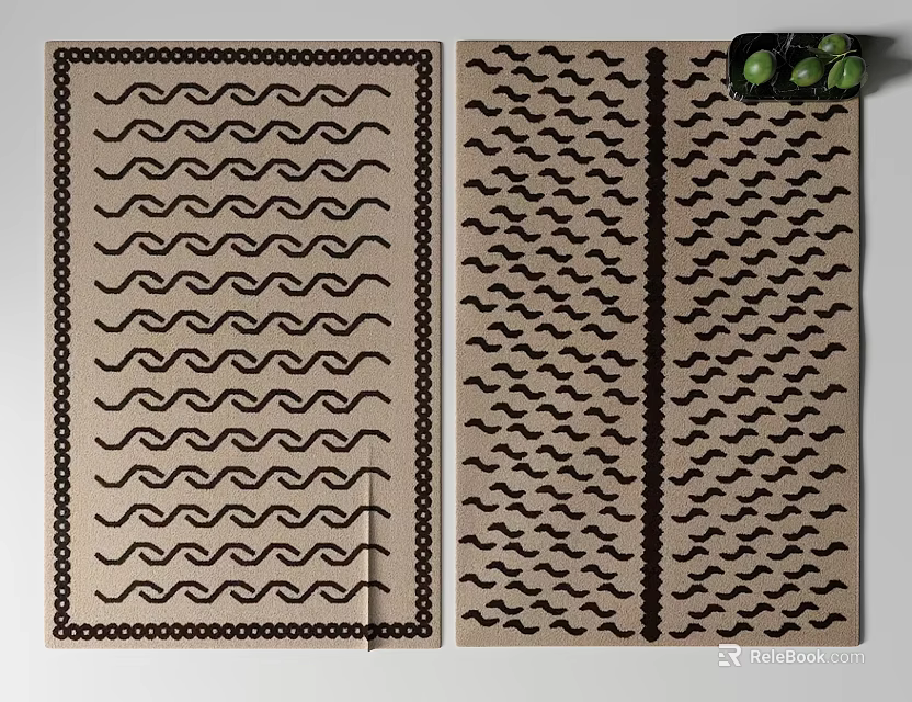 Modern Minimalist Square Rugs With Wavy Patterns Abstract Motifs And Border Details 3d model 
