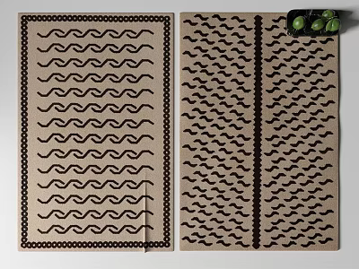 Modern Minimalist Square Rugs With Wavy Patterns Abstract Motifs And Border Details 3d model