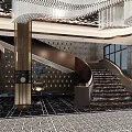 Elegant Hotel Lobby Interior With Grand Chandelier Marble Floor And Decorative Painting