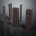 Architectural Scene Components With Textured Metal And Wooden Structural Elements
