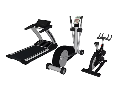 Sports Equipment For Home Gym Including Treadmill Elliptical Trainer And Exercise Bike 3d model