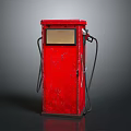 Vintage Red Industrial Fuel Dispenser Equipment With Dual Fuel Nozzles And Worn Surface