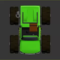 Green Monster Truck With Large Tires Open Top And Silver Grille