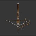 Medieval Crossbow With Wooden Stock Metal Components And Arrows On Dark Surface