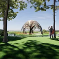 Creative Landscape Pavilion Tree Modeling Dome Pavilion Rest Pavilion Circular Landscape Camping Point Photo Card 3d model