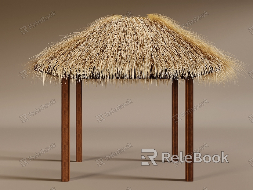 thatched pavilion four-corner pavilion thatched awning grass bandage hay haystack thatched roof thatched roof model