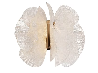 Elegant Petal Shaped Wall Lamp With Transparent White Glass And Golden Metal Frame 3d model