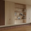 Modern Wooden Decorative Cabinet With Open Shelves And Books In Home Interior