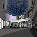 Modern Spacious Interior Design With Curved Ceiling Lighting And Glass Walls