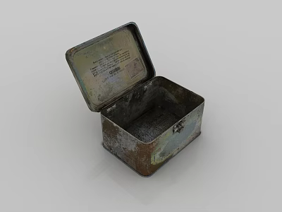 Vintage Decorative Ornament Set With Open Metal Box And Rustic Design 3d model