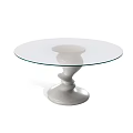 Modern Glass Top Dining Table With White Decorative Pedestal Base 3d model