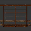 Elegant Wooden Platform Furniture With Red Decorative Railings And Solid Wood Material