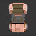 Orange Toy Truck Model With Roof Wooden Boxes And Large Off road Wheels