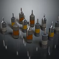 Multiple Cylindrical Weapon Components With Yellow Orange Gray Sections On Dark Surface
