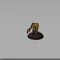 Fierce Green Orc Warrior with Colorful Armor Holding Mechanical Gun and Spiked Axe