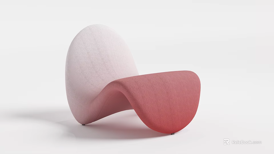 Modern Lounge Chair With Gradient Pink Curved Design And Upholstered Fabric 3d model 