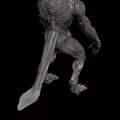 Game Movie Monster Character 3D Design with Wolf Like Head Muscular Body Clawed Hands