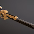 Mechanical Golden Black Sword With Patterned Blade And Ornate Hilt Device 3d model