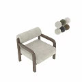 Modern Minimalist Single Chair with Wooden Frame and Light Fabric Cushion Armrest Design