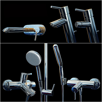 Modern shower faucet hardware 3d model