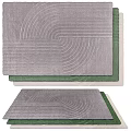 Modern Square Area Rug Featuring Gray And Green Wavy Lines Soft Texture Design