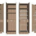 Wooden Bathroom Cabinet With Open Shelves Drawers And Metal Storage Racks