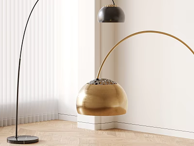 Chic Arc Floor Lamps In Modern Home Interior Space 3d model