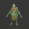 Humanoid Character With Tentacles On Back Wearing Green Tunic And Yellow Pants