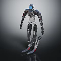Modern Humanoid Robot Design With Sleek Metallic Body Blue Accents And Standing Stance