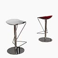 Modern Bar Stools With White Red Seats Metallic Frames Curved Design Round Bases 3d model