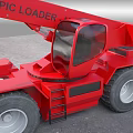 Red Industrial Mobile Crane With Striped Boom For Heavy Duty Construction Work