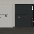 Modern Two Tone Light And Dark Shoe Cabinet With Storage Compartments And Decorative Design