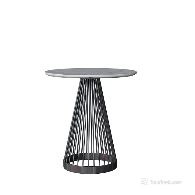 Modern Coffee Table With Round Tabletop And Black Vertical Slat Base 3d model