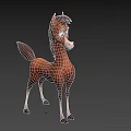 Cute Brown Cartoon Pony With White Face And Legs Standing On Dark Background