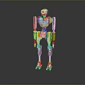 Silver Orange Robot Game Movie Character With Detailed Mechanical Design Standing Pose Shiny Metallic Surface