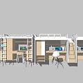 Modern Minimalist Bunk Bed Design With Study Desk And Storage Cabinets For Small Rooms