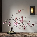 New Chinese Peach Blossom Ornaments Flora Vase Wall Lamp 3d model