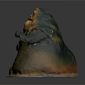 Detailed Alien Creature Sculpture With Golden Green Coloration Bulbous Body And Coiled Tail