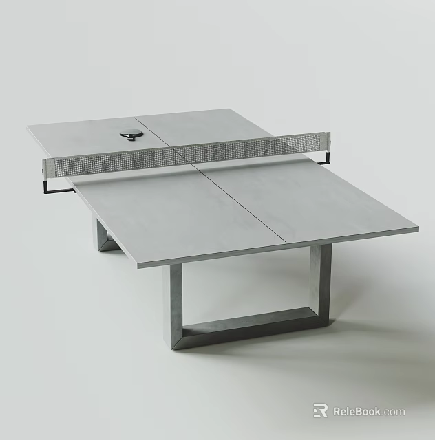 Modern Ping Pong Table with Gray Tabletop Metal Frame and Net for Sports 3d model 