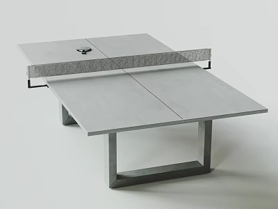 Modern Ping Pong Table with Gray Tabletop Metal Frame and Net for Sports 3d model