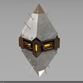 Space Aerospace Futuristic Metallic Geometric Object With Orange Lights Spikes And Textured Surface