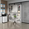 Office filing cabinet printer system brand whiteboard rest seat glass partition 3d model