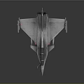Highly Detailed Fighter Jet 3D Model With Gray Exterior And Missiles On Dark Background