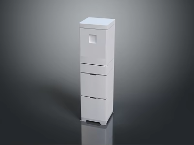 White Multi Tier Computer Cabinet With Drawer Structure And Small Square Opening 3d model