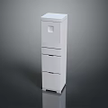 White Multi Tier Computer Cabinet With Drawer Structure And Small Square Opening 3d model