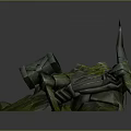 Moss Covered Stone Creature Character with Horned Structure and Natural Elements